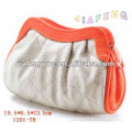 Orange and White Zip-top PU Cosmetic Bag in Fold Design